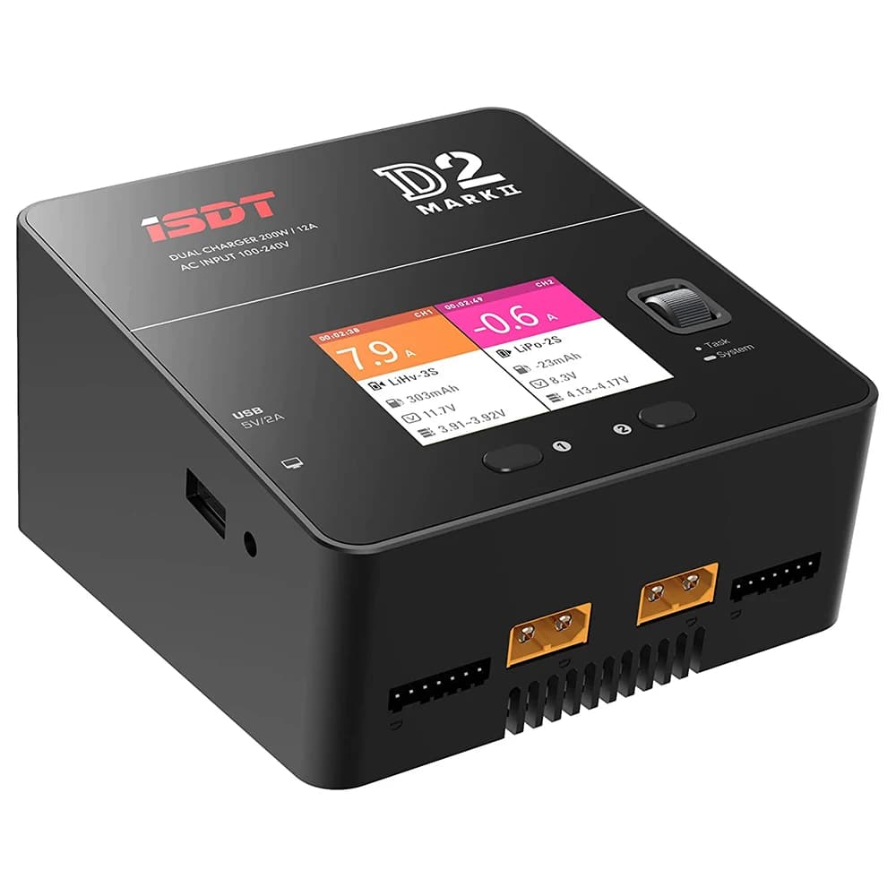 ISDT D2 Mark II 200W 24A Smart Balance Charger AC Dual Channel Output RC Charger For LiFe/Lilon/LiPo/LiHv NiMH/Cd PB Battery