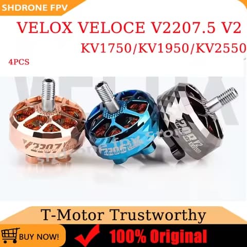 T-MOTOR VELOX VELOCE V2207.5 V2 2550KV 4S 1950KV 1750KV 6S Brushless Motor for RC FPV Racing Freestyle Drones Replacement Parts