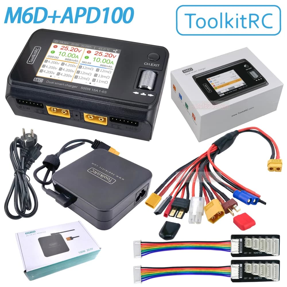 ToolkitRC M6D V3 500W 15A DC Dual Channel MINI Smart Charger Discharger For 1-6S Lipo Battery FPV Model Spare Part Replace M8
