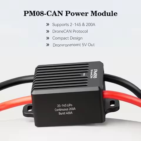 Holybro DroneCAN PM08-CAN Power Module 2-14S 200A Dual Step Down UBEC Output With 2x Independent 5V Out For RC FPV Drone
