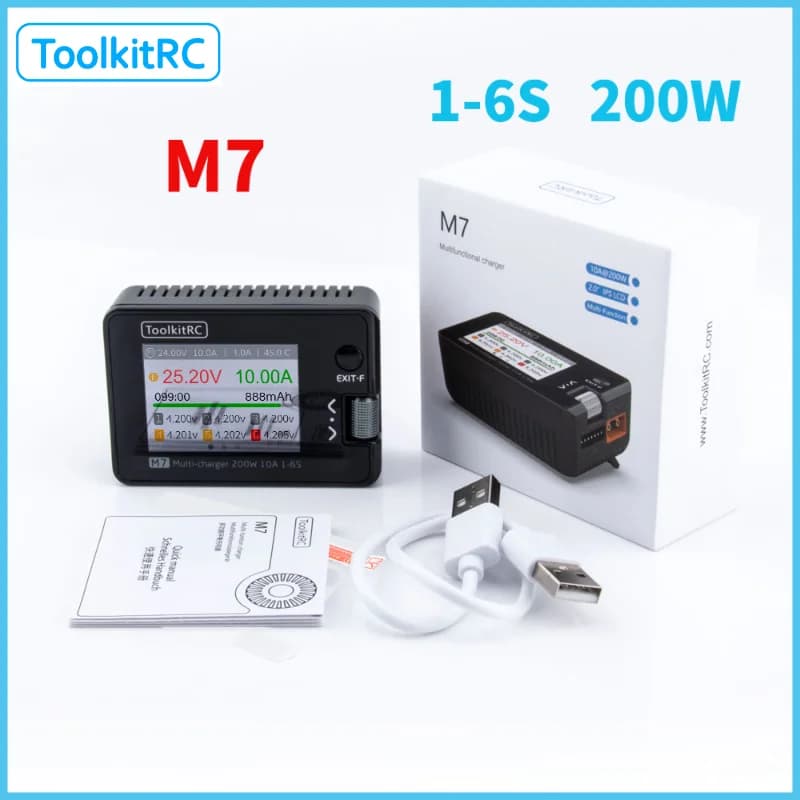 ToolkitRC M7 Balance Charger Discharger Multi Function Charger for 1-6S Lipo Battery RC Airplanes Fixed-Wing Lithium Battery