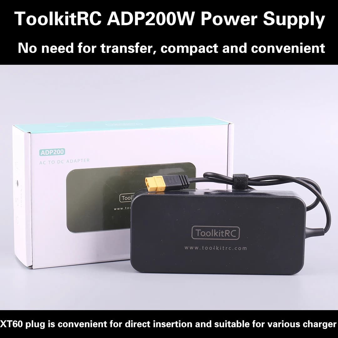 ToolKitRC ADP200 200W 4A Charger Power DC19.5V 10.3A Supply With XT60 Output Adapter for RC iSDT GTPower HotRC SkyRC Chargers